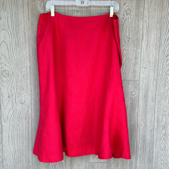 Chaps Dresses & Skirts - NWOT Ralph Lauren Chaps 100% Linen Midi Pink Coral Skirt Size 14